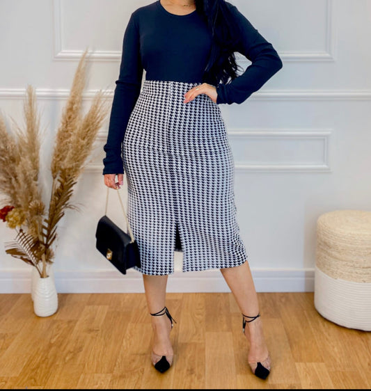 Checkered Pencil Skirt