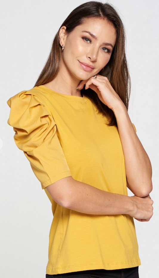 Mustard Ruffled Sleeve Top