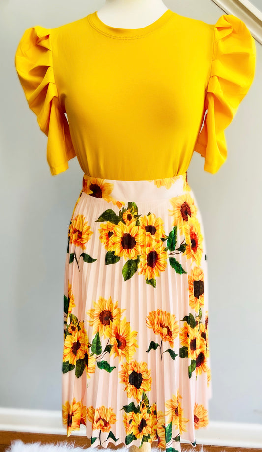 Mustard Ruffled Sleeve Top