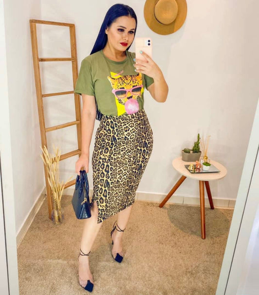 Leopard Pencil Skirt